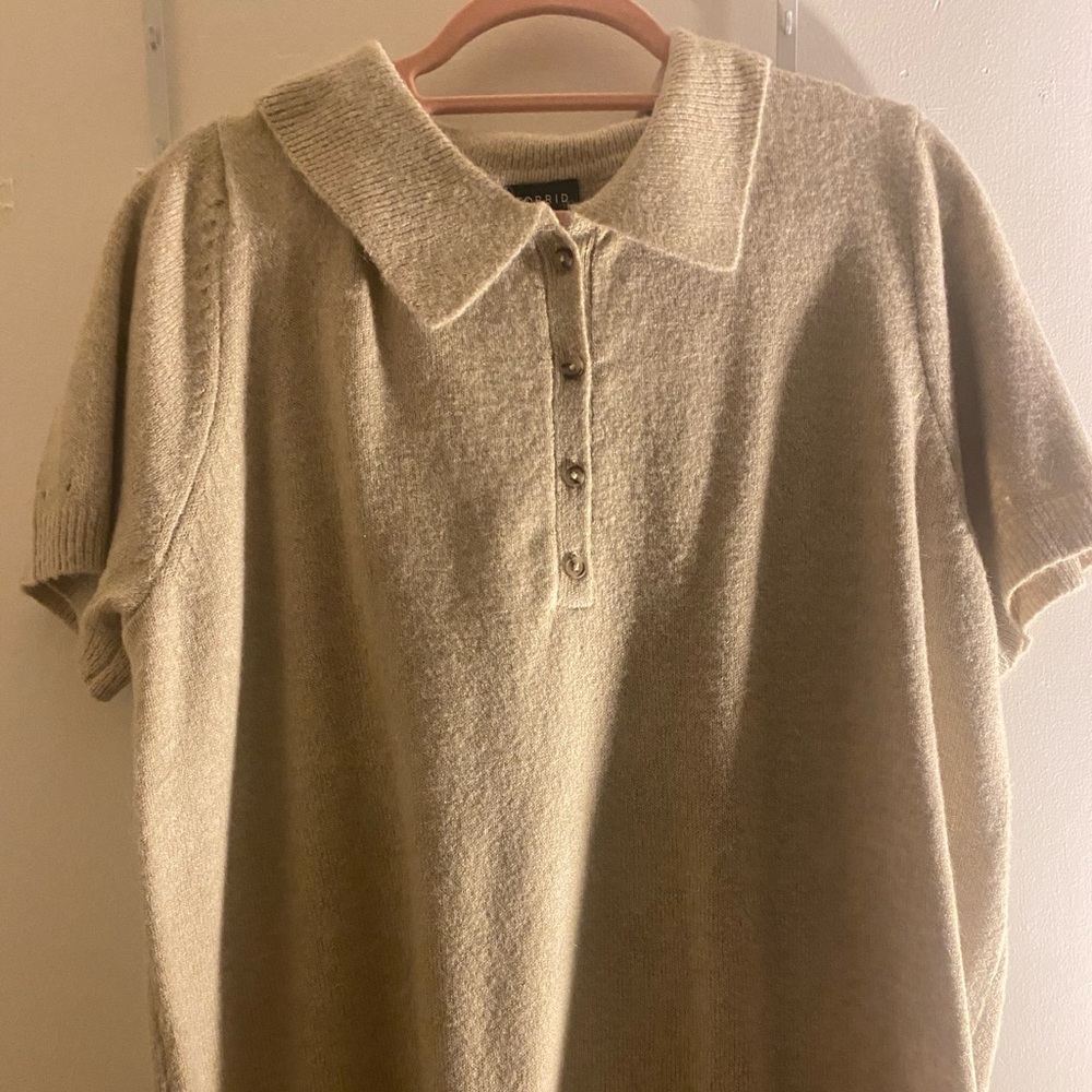 VEGAN CASHMERE PULLOVER POLO SWEATER